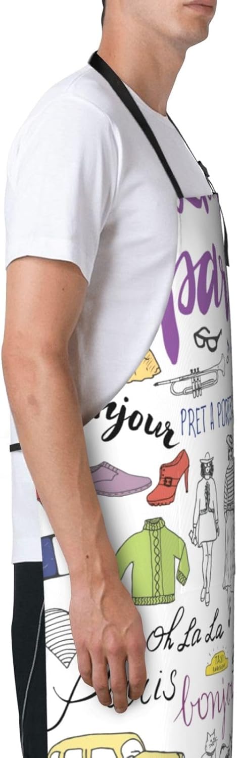 French Paris Tour Eiffel Tower print Waterproof apron with pocket adjustable cooking apron for adult kitchen bibs to bake