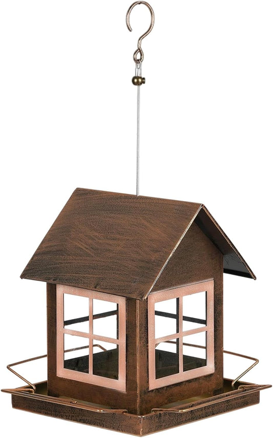 Bird Feeder House 18.5x14.5x23cm, Large Capacity Metal Feeding Station for Wild Birds, Suitable for Cockatiels, Finches, Lovebirds, Budgies, Canaries