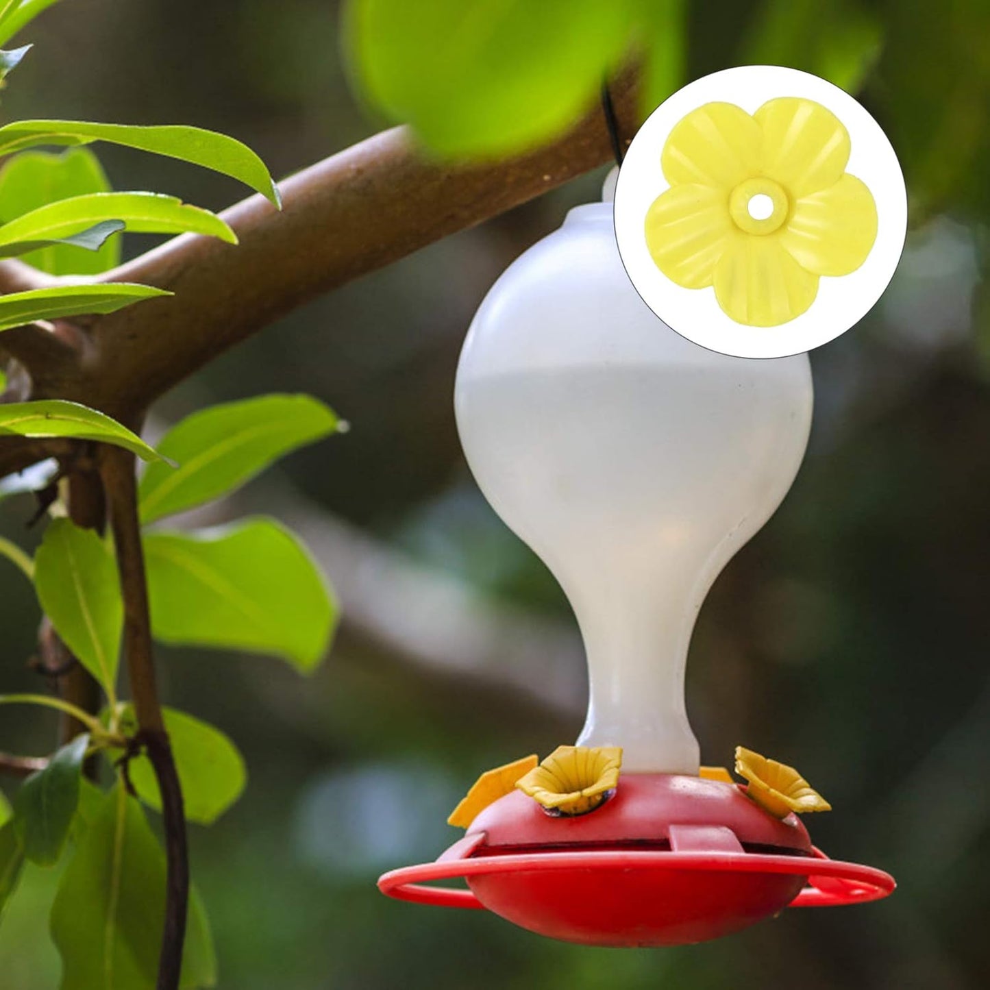 DOITOOL 12pcs Hummingbird Feeder Replacement Flowers Slices Window Bird Feeders Flower Ports Water Feeder Bottle Flower Head Feeder Decor for DIY Craft Yellow