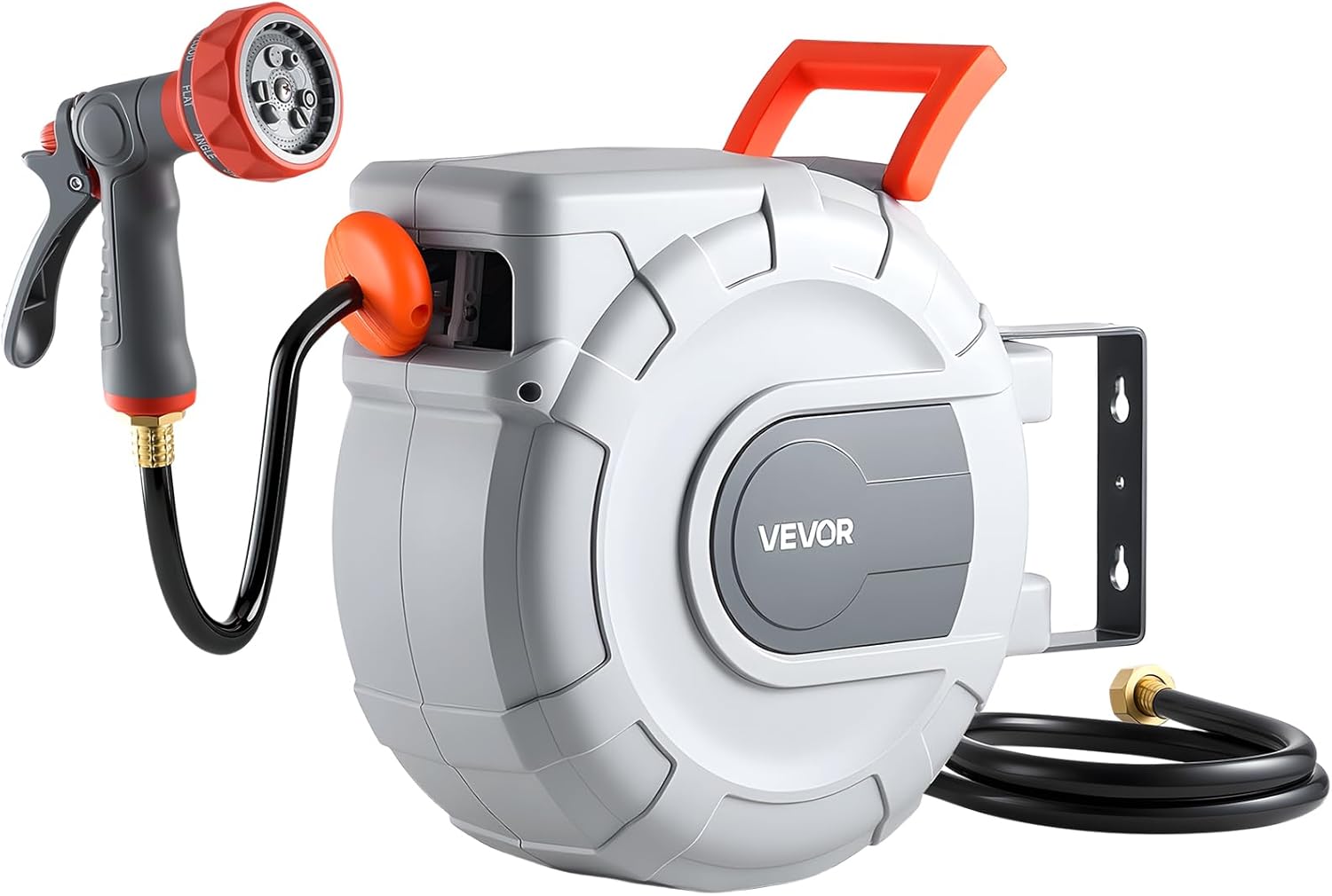VEVOR Retractable Garden Hose Reel, 1/2 in x 50 ft, Wall Mounted Hose 