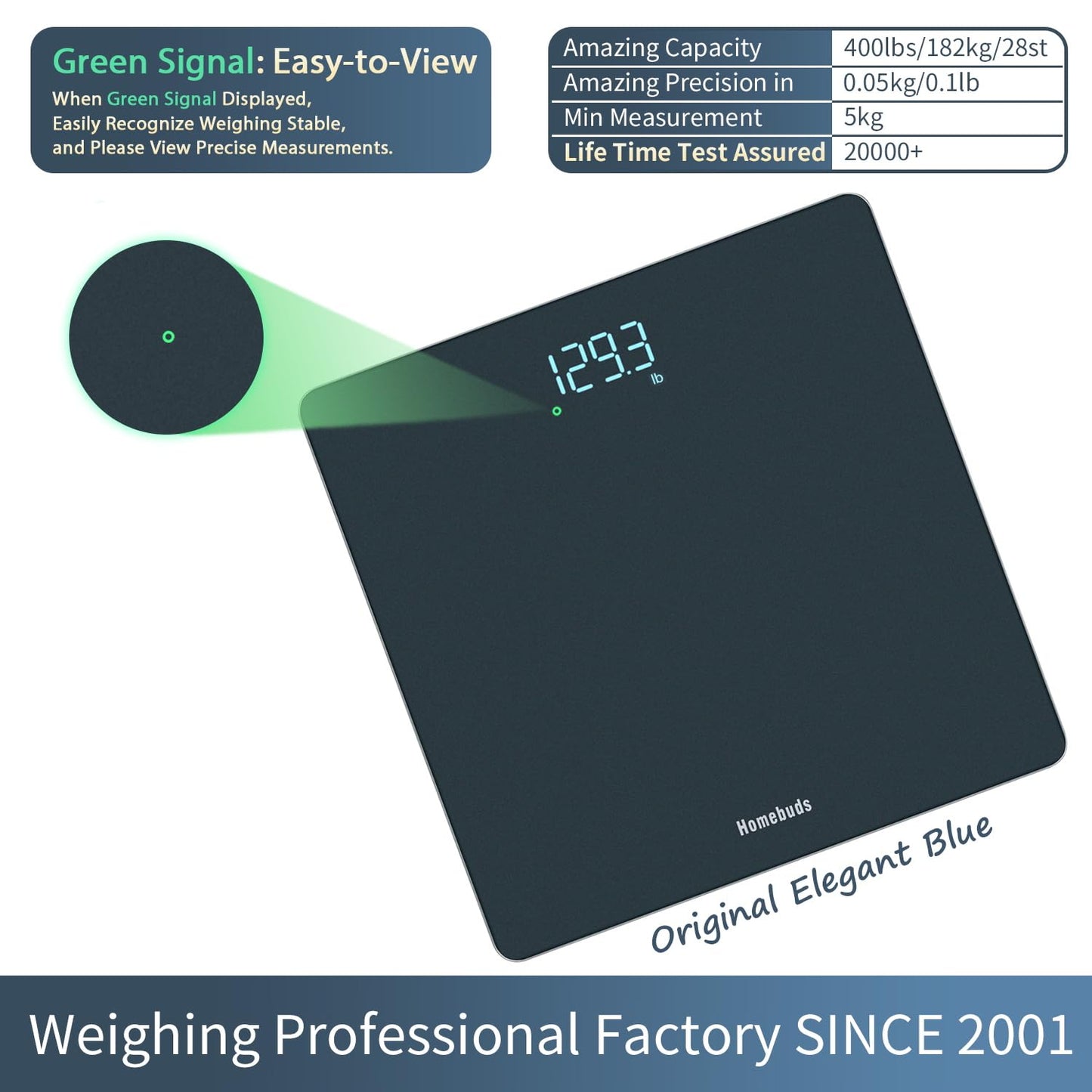 Homebuds Bathroom Scale for Body Weight, High Precision 0.1lb by Profe