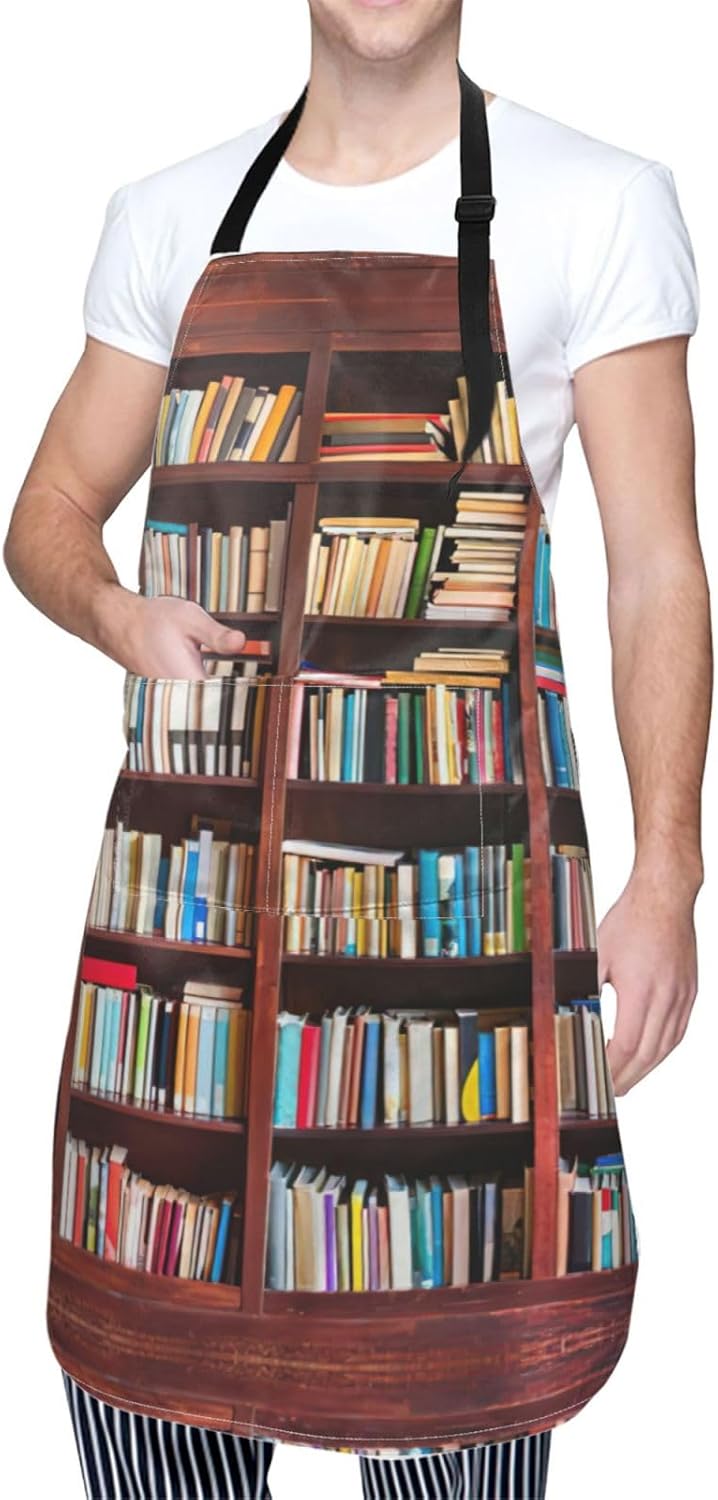 books print Waterproof apron with pocket adjustable cooking apron for adult kitchen bibs to bake
