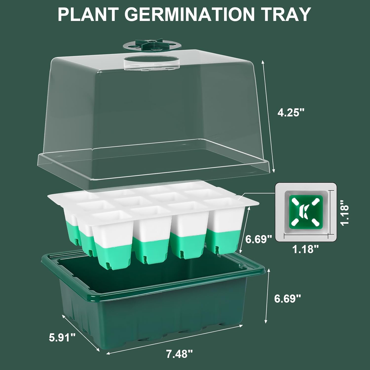 Sondiko Silicone Seed Starter Tray, 48-Cell Reusable Seed Starter Kit,