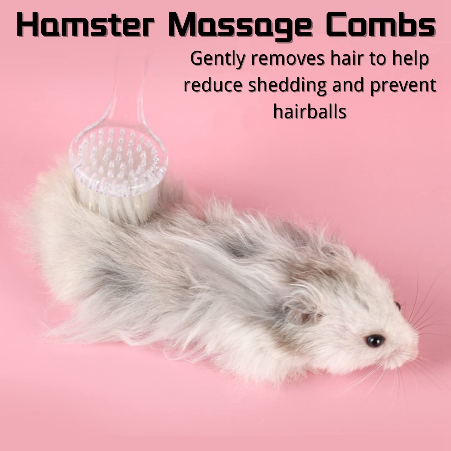 4 Pack Hamster Brush - Small Animal Bath Brush with Lid Soft Cleansing