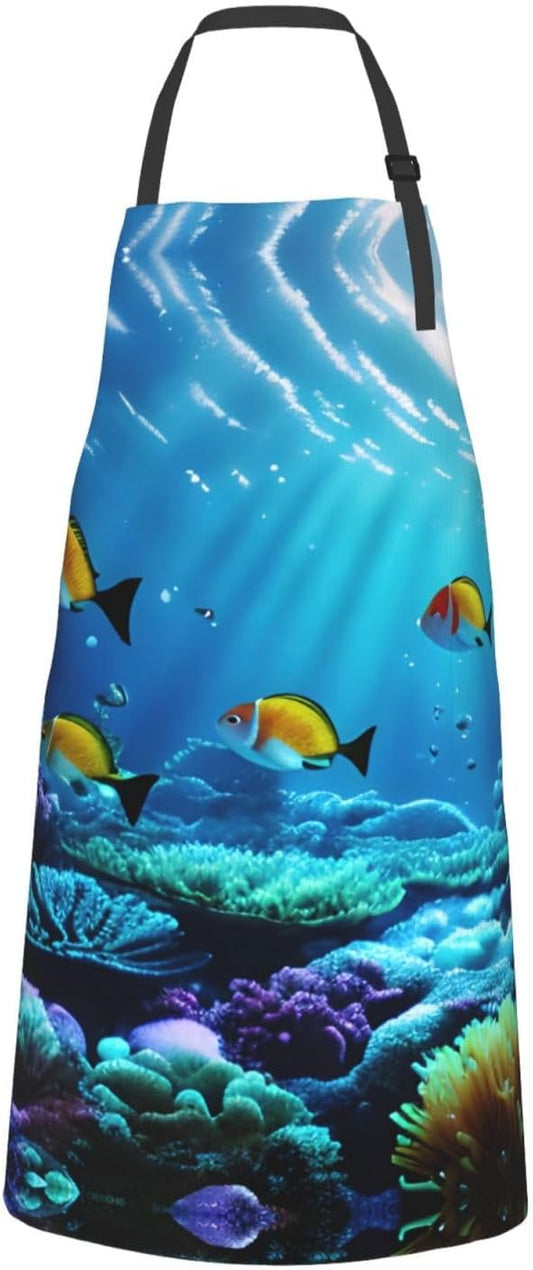 Tranquil Underwater Scenery Print Laundry apron 28x33 In Waterproof Ki