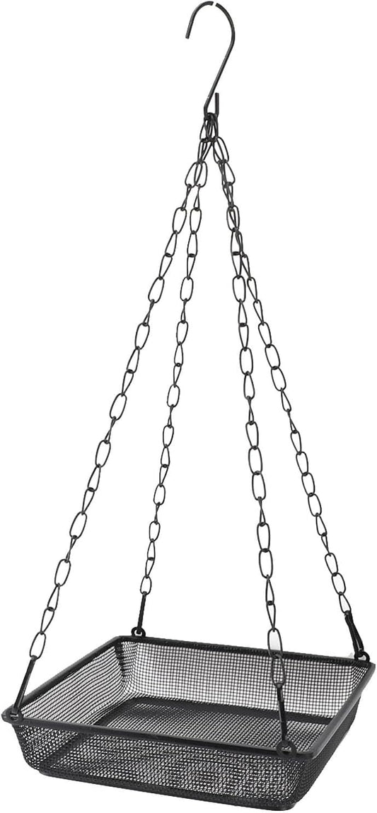 Bird Feeder Mesh Tray Hanging Design Outdoor Yard Garden Carbon Steel