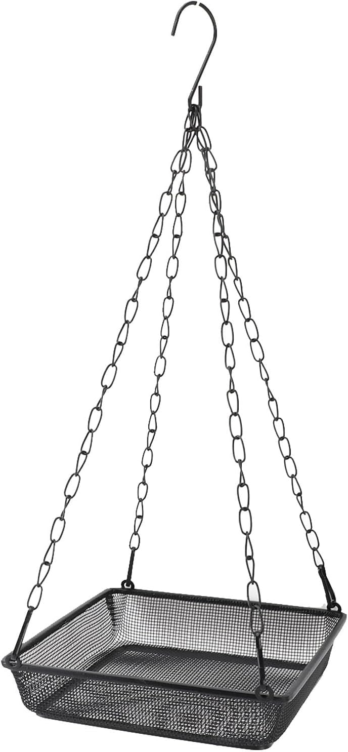 Bird Feeder Mesh Tray Hanging Design Outdoor Yard Garden Carbon Steel