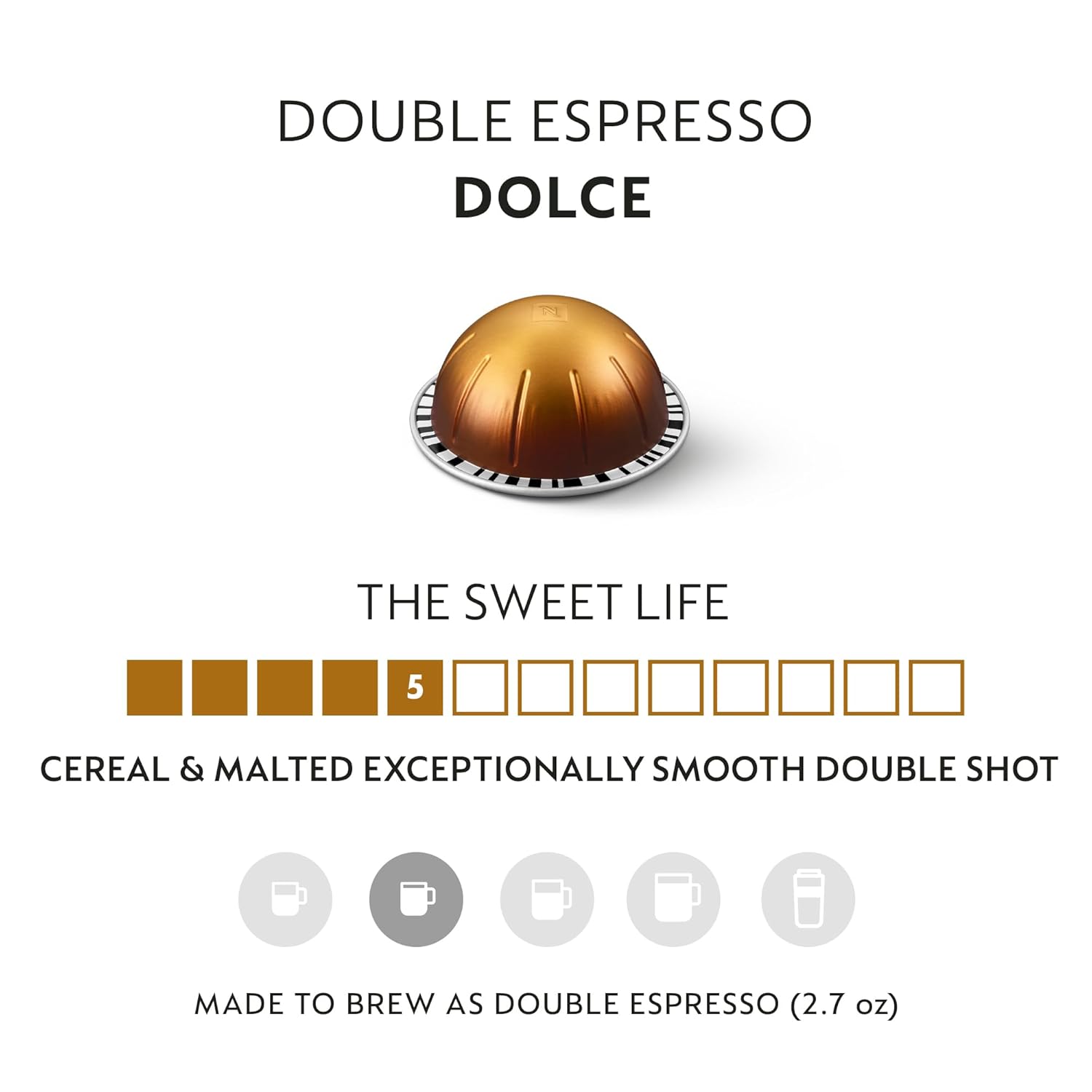 Nespresso Capsules Vertuo, Double Espresso Dolce, 30-Count Espresso Po