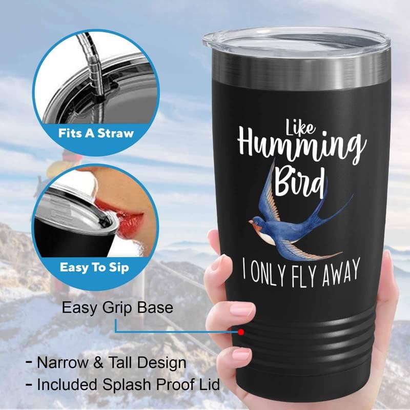 Bird Lover Black Edition Viking Tumbler 20oz - Humming Bird Fly Away -
