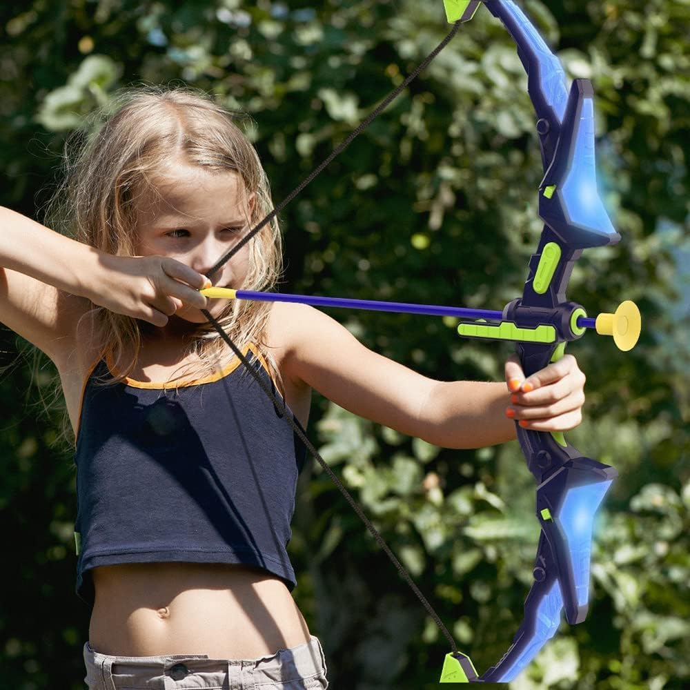 2 Pack Bow and Arrow Set for Kids, Light Up Archery Set with 14 Suctio