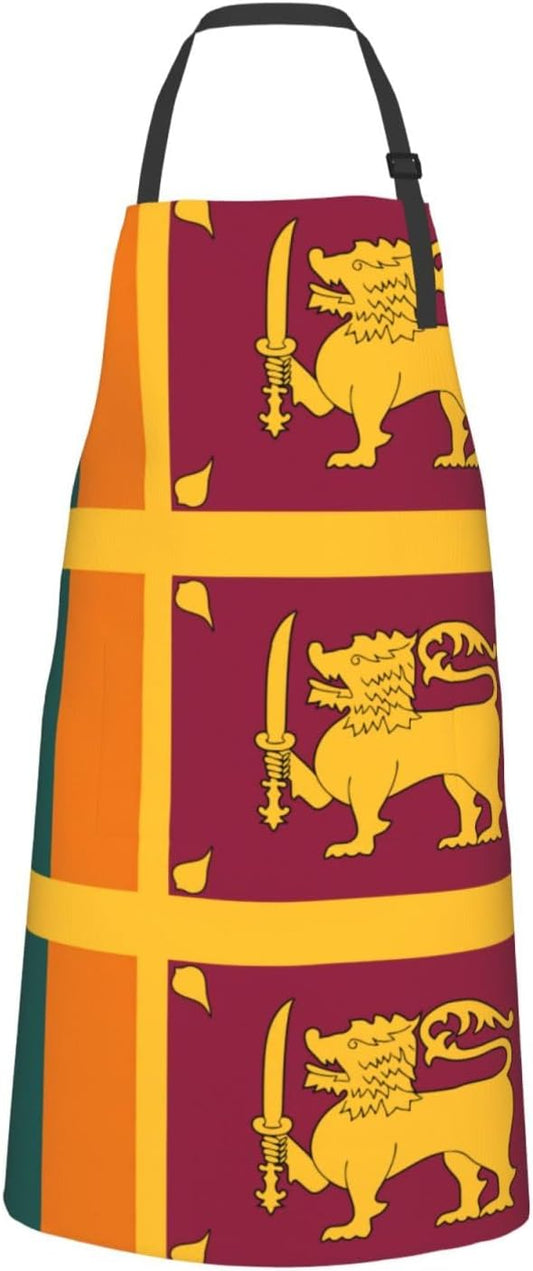 Sri Lanka Flag print Waterproof chef's apron with pocket apron for kitchen cooking baking barbecue and gardening