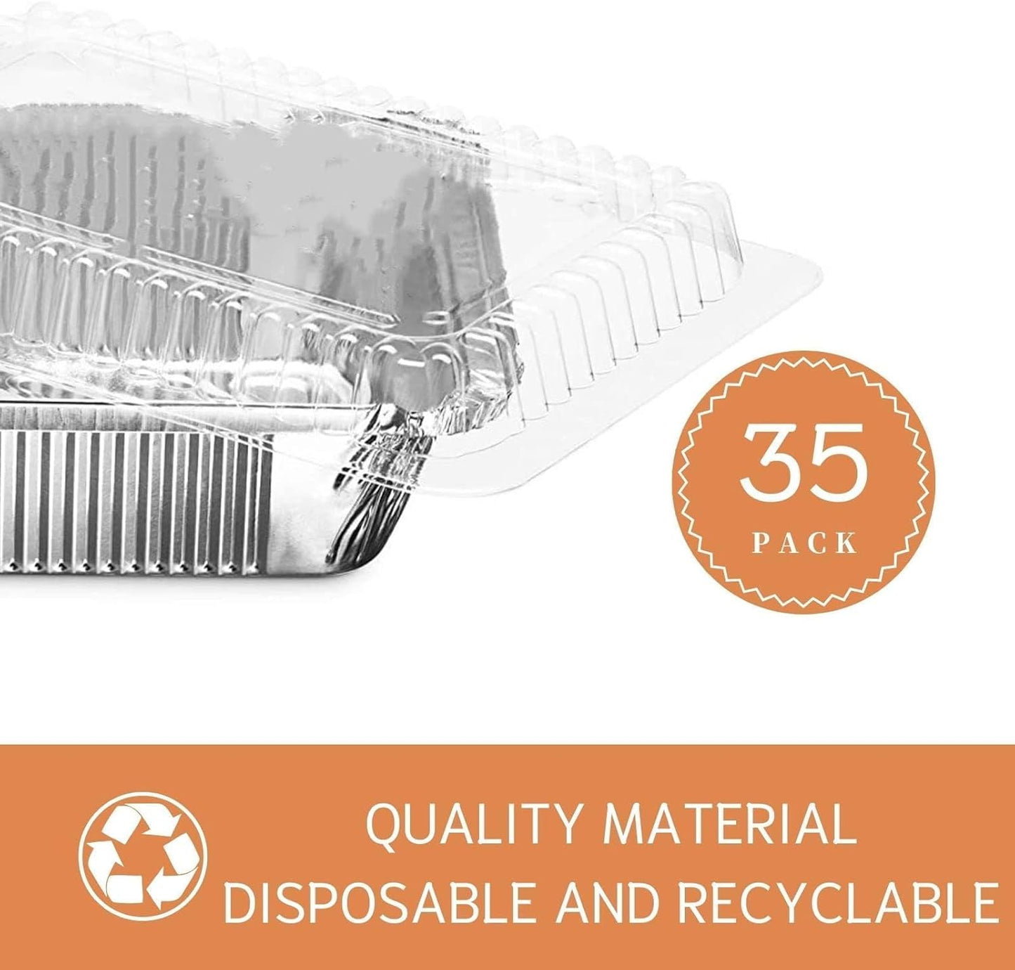 (35 Pack) 8x8 Aluminum Pans with Clear Plastic Lids - Square Baking Cake Pans - Foil Pans with Lids - Disposable Food Containers Great for Cooking, Heating, Storing, Prepping Food