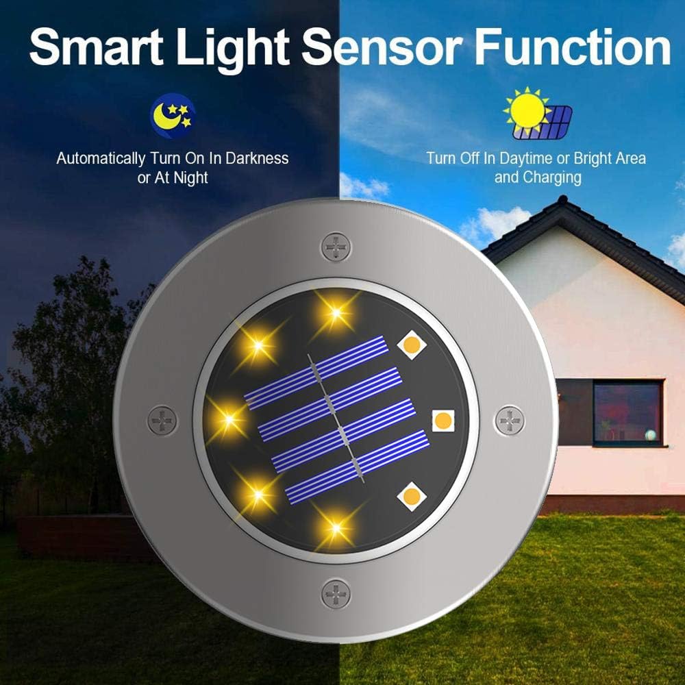 ZGWJ 8 Pack Solar Ground Lights,8 LED Solar Garden Lights Outdoor Wate