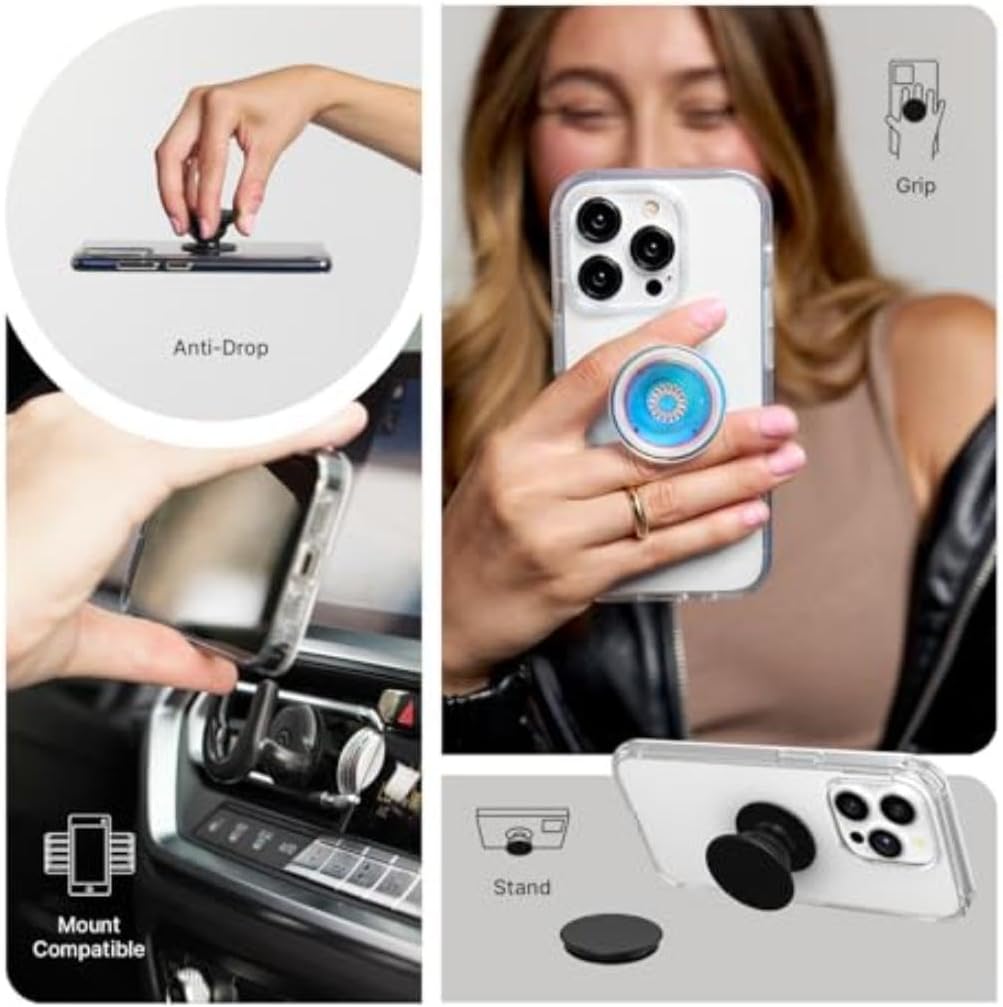 PopSockets Adhesive Phone Grip, Holder, Phone Stand, Kindle - Clear Gl