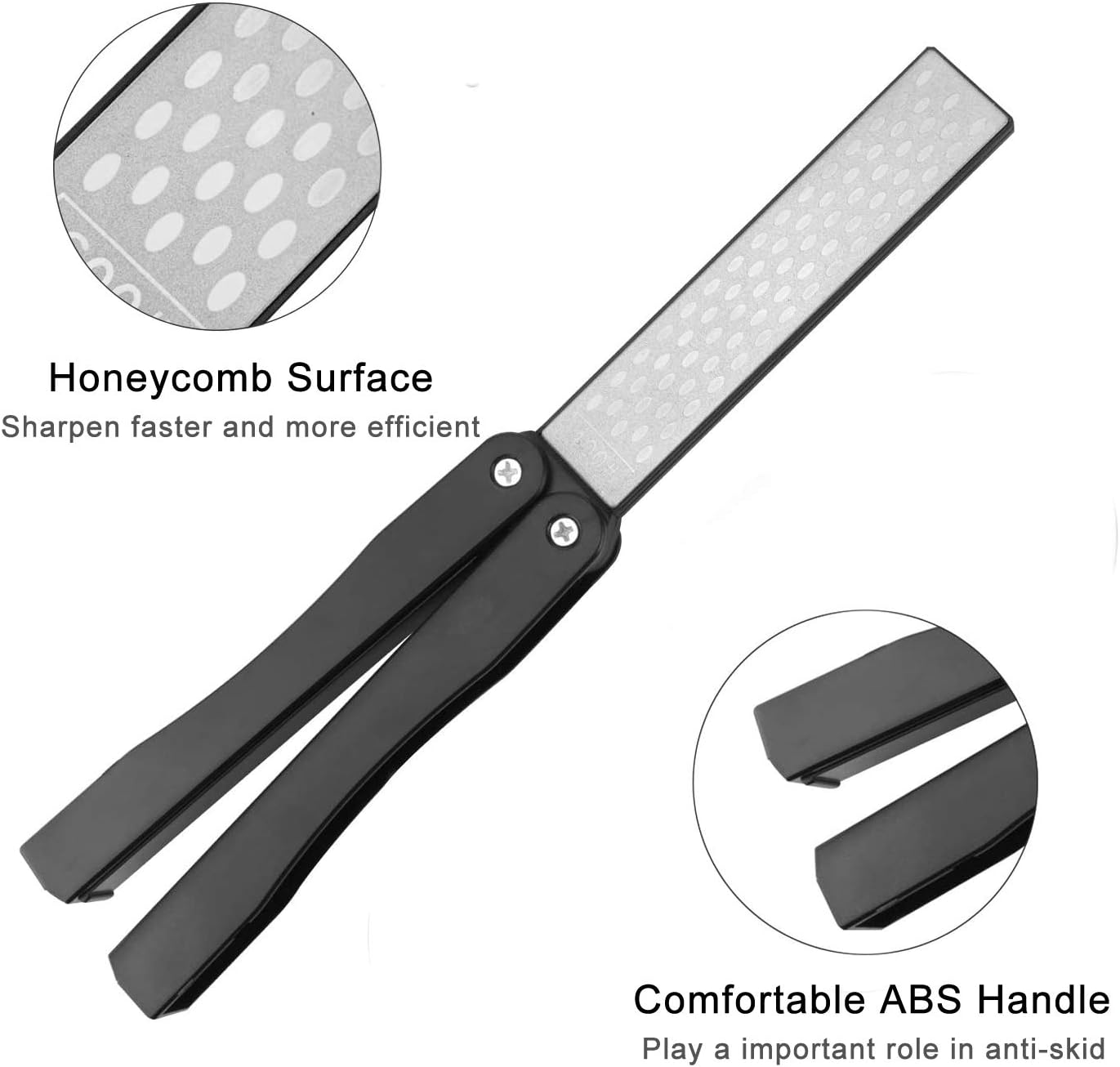 Folding Knife Sharpener, Floor 400/600 Grit Foldable Knife Whetstone Diamond Pocket Knife Sharpener Sector Shaped Double-Sided Knife Sharpening Stone for Kitchen Garden Outdoor (#1)