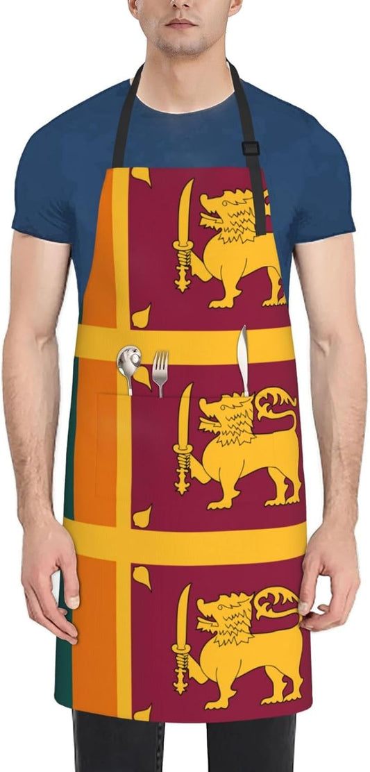 Sri Lanka Flag print Waterproof chef's apron with pocket apron for kitchen cooking baking barbecue and gardening