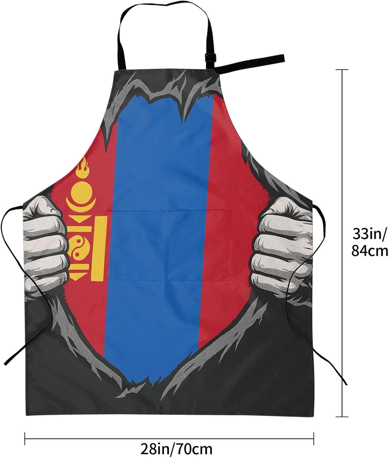 YANYU Mongolian Flag Print 28x33 In Kitchen Apron Stylish Chef Apron w