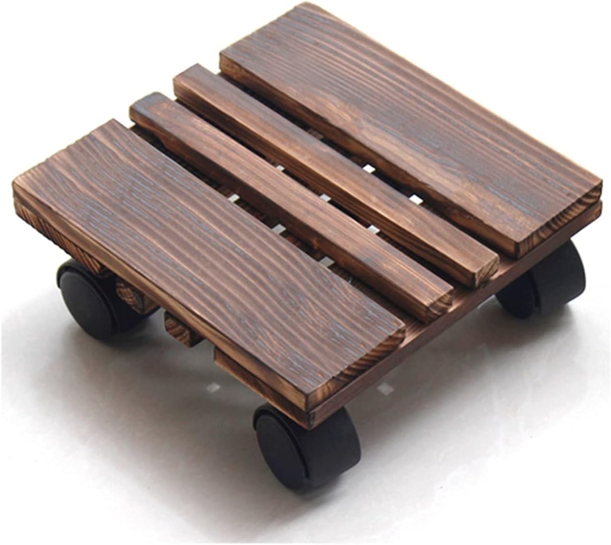 Wooden Vase Base Wooden Movable Potted Plant Square Flower Pot Stand with Wheels Rack On Rollers Dolly Holder for Home Garden Planter Trolley Wooden Vase Stand