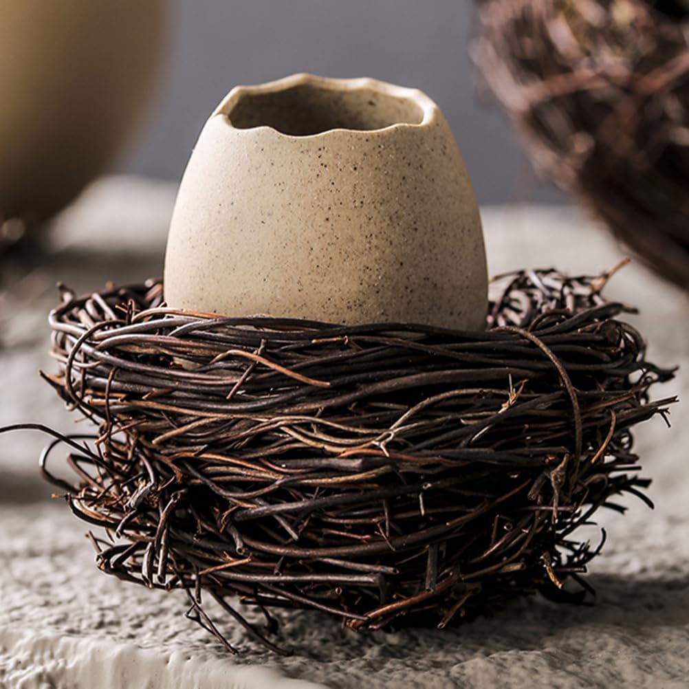 Garneck 1 Set Ceramic Eggshell Planter with Unique Bird Nest Design Portable Water Culture Vase Utensils Eggshell Container for Home Decoration