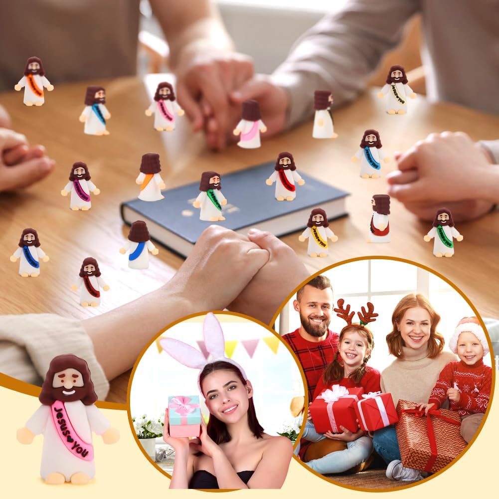 100 Pcs Little Jesus Figures, Jesus Loves You Figures, Mini Jesus Figu