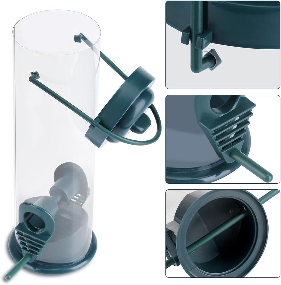 Plastic Transparent Hanging Wild Bird Feeder Seed Container Storage for Outdoor Garden