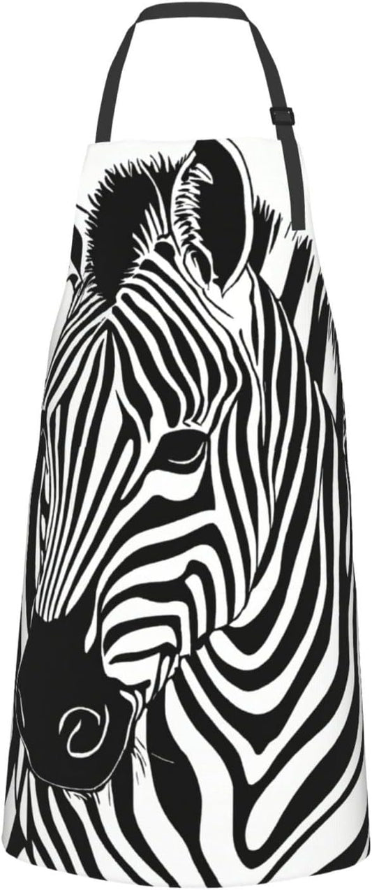 Zebra Print print Waterproof chef's apron with pocket apron for kitchen cooking baking barbecue and gardening