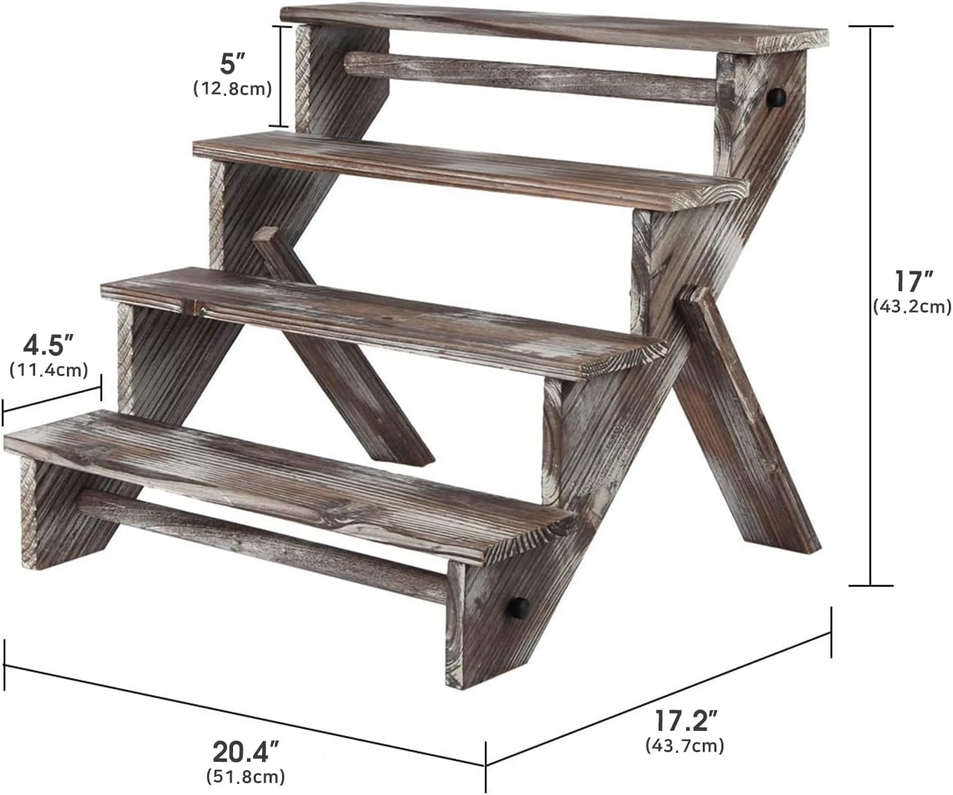 J JACKCUBE DESIGN Rustic Wood Display Stand, 4 Tier Cupcake Stand Stair Shelf, Portable Display Riser, Included Bag for Storage, Decorative Dessert Stand - MK578A