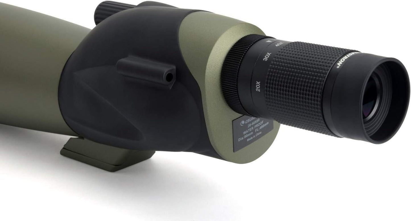 Celestron – Ultima 80 Straight Spotting Scope – 20-60x Zoom Eyepiece – Multi-Coated Optics for Bird Watching, Wildlife, Scenery and Hunting – Waterproof and Fogproof – Includes Soft Carrying Case