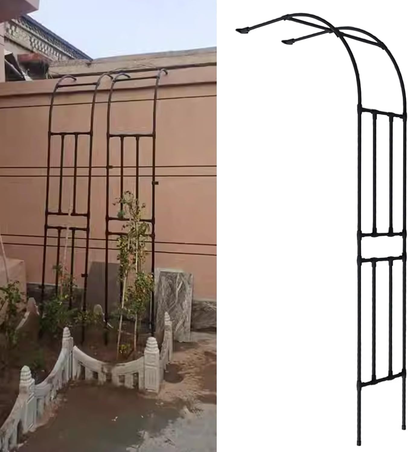 Garden Metal Trellis Half Arch - 2.4M High Plant Support for Climbing Roses & Flowers, Outdoor Indoor Wedding Decor, Durable Archway Frame (9.8FT x 1.3FT x 7.9FT)