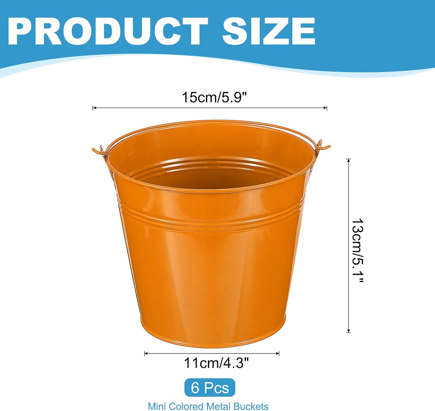 PATIKIL 6"x5" Small Metal Buckets with Handle, 6 Pcs Mini Bucket Easte