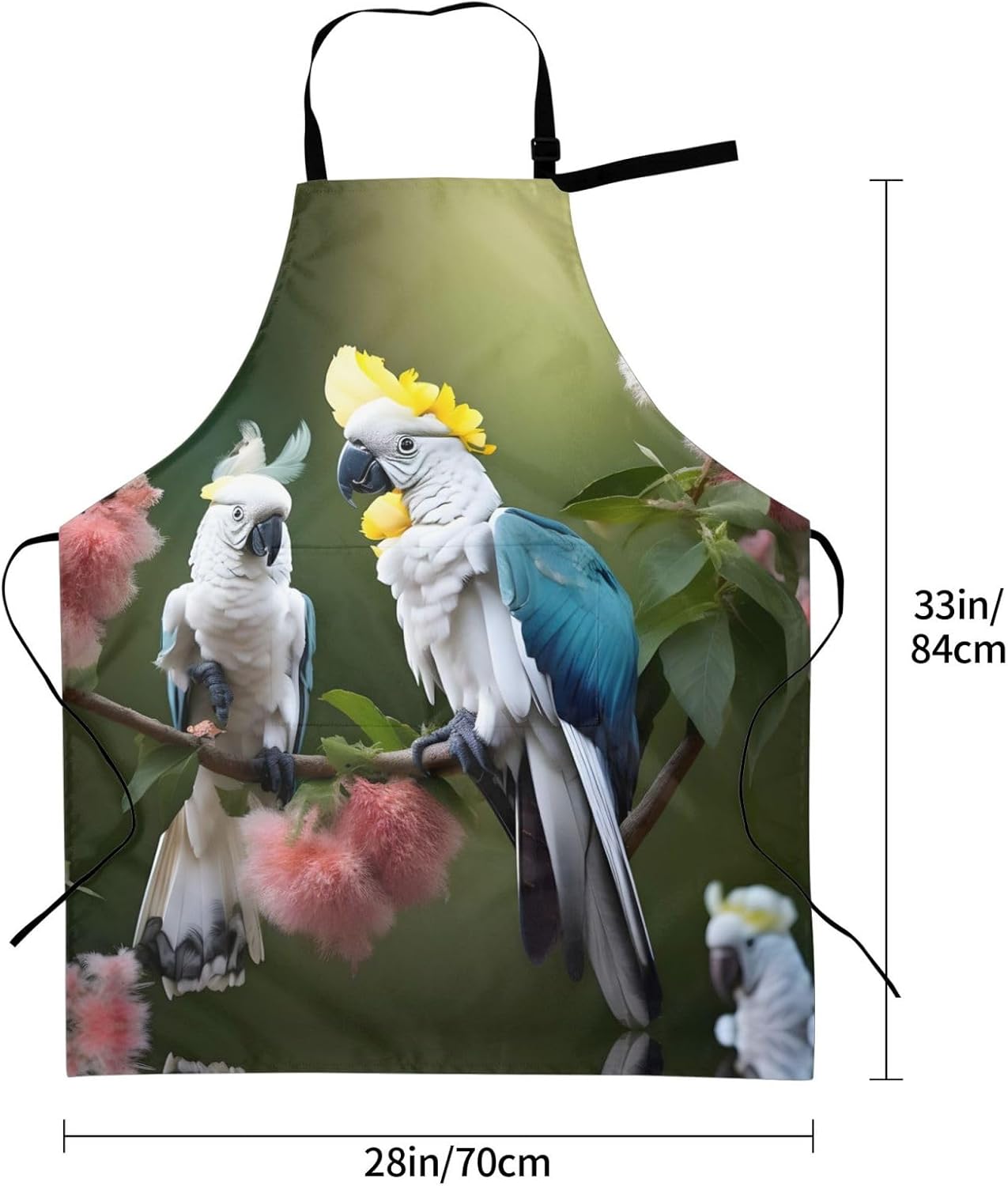 Beautiful Cockatoo Bird Flower Print 28x33 In Adult Kitchen Apron with