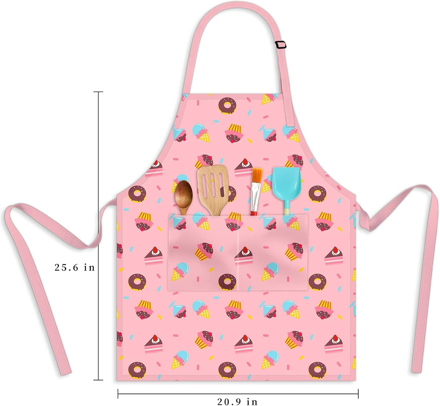 Kids Aprons for Girls Toddler Aprons with Pockets for Kids Cooking Bak
