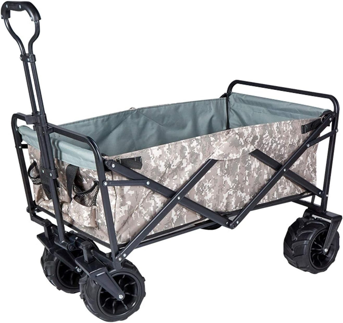Camping Wagon Household Shopping Cart Outdoor Camping Cart Portable Foldable Trolley 7-Inch Cart Easy Set Up(Blue Szie)(Szie)/Camoufle/Szie