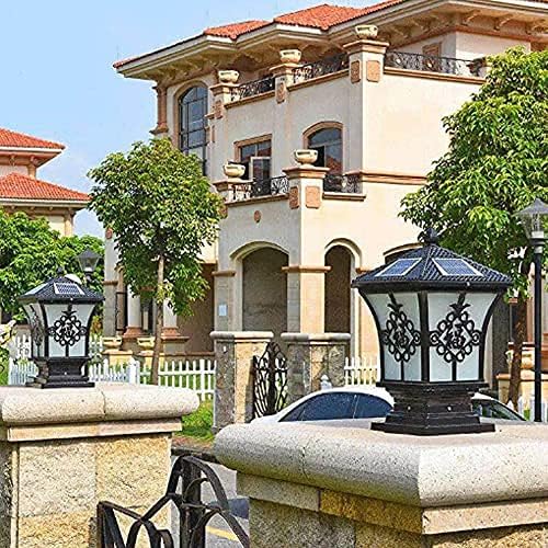 European StyleAntique Column Head Lamp Villa Wall Outdoor Door Solar Garden 220IP55Antirust Waterproof LED Pillar Lights Space: Community Courtyard Municipal Administration(Black,S20cm)