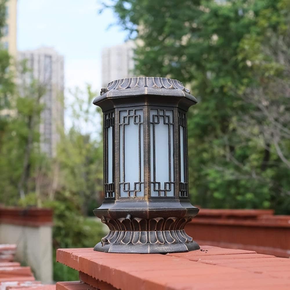 Fashion Outdoor Solar Wall Bollard Column Lamp Garden Villa Doors Courtyard Garage Pillar Light Park Retro Exterior IP42 Waterproof Column Light Decoration Terrace Balcony Porch Traditional Indo
