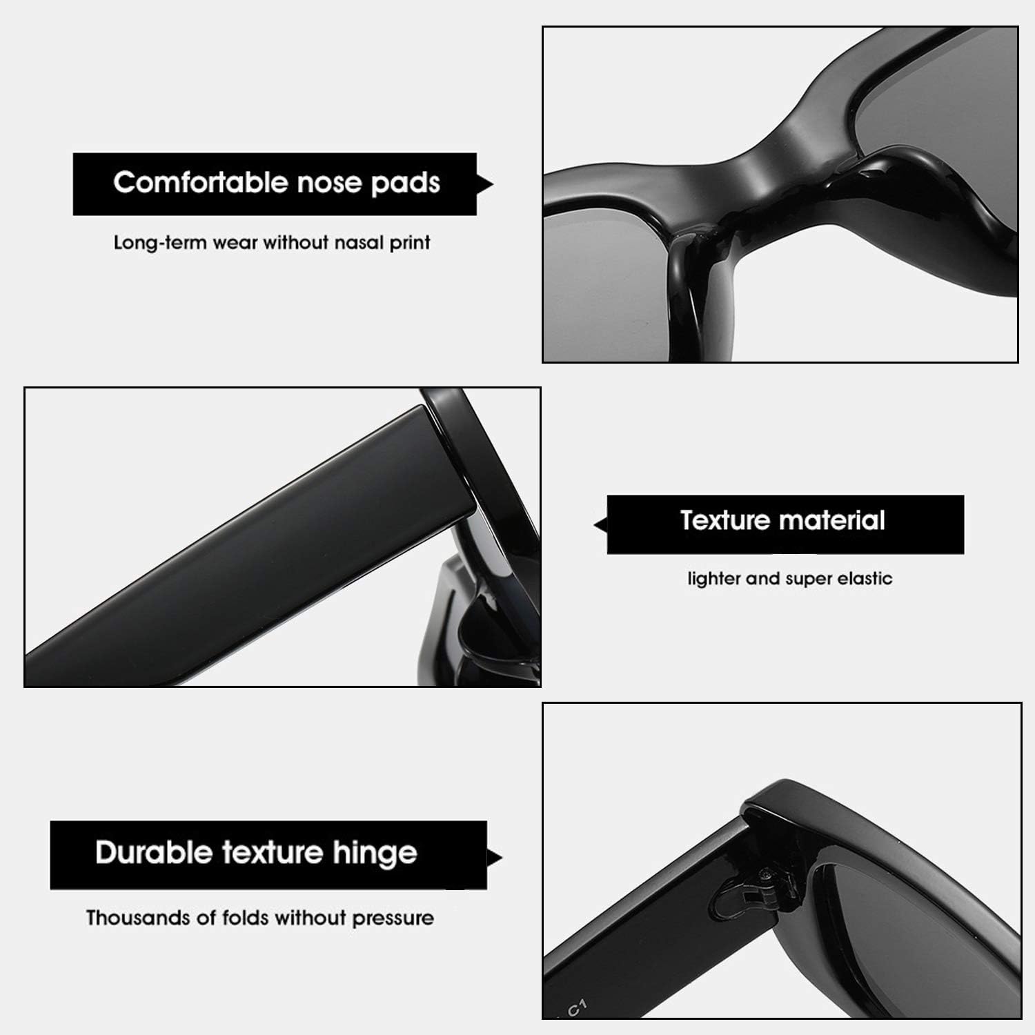 BUTABY Rectangle Sunglasses for Women Retro Driving Glasses 90’s Vinta