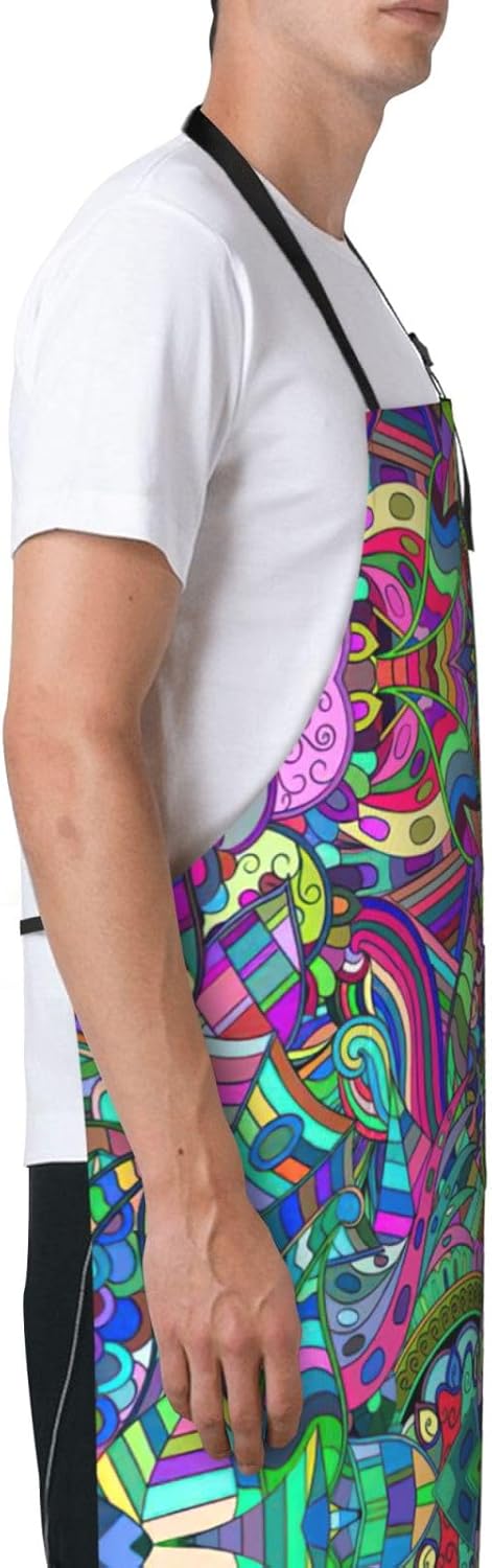 Graffiti print Waterproof apron with pocket adjustable cooking apron for adult kitchen bibs to bake