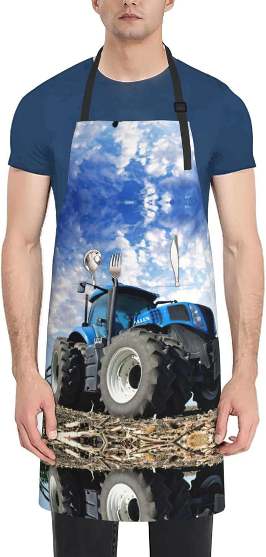 Farm Tractor Print 28 x 33in Waterproof Apron with Pockets Fashionable Versatile Smock for Baking