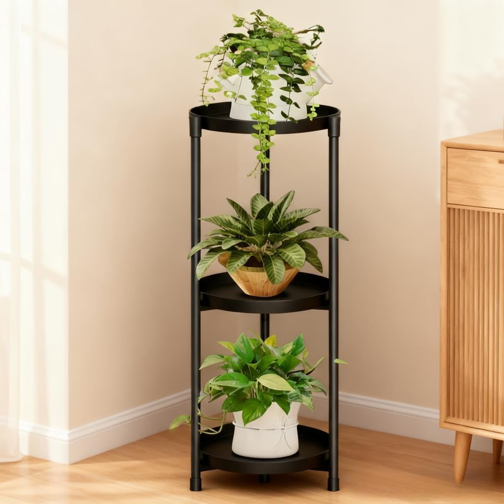 SYQ 3 Tier Plant Stand Indoor Outdoor - 34'' Extra-Tall Metal Plant St