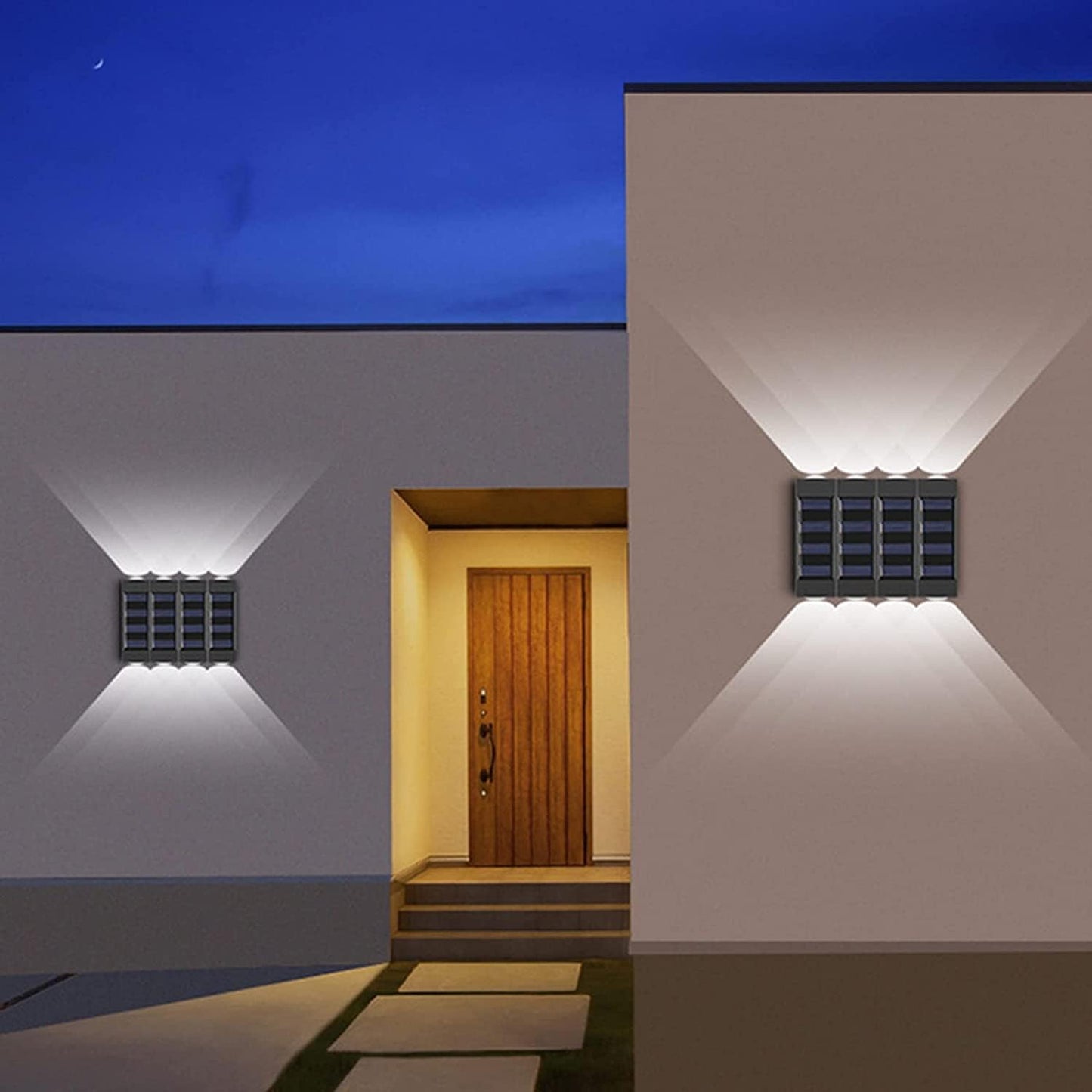 Outdoor 4 Pack LED Solar Aluminium Indoor Wall Lamp Waterproof Sconce Porch Spot Lights for Backyard Garden Garage Yard Vintage(White Light)