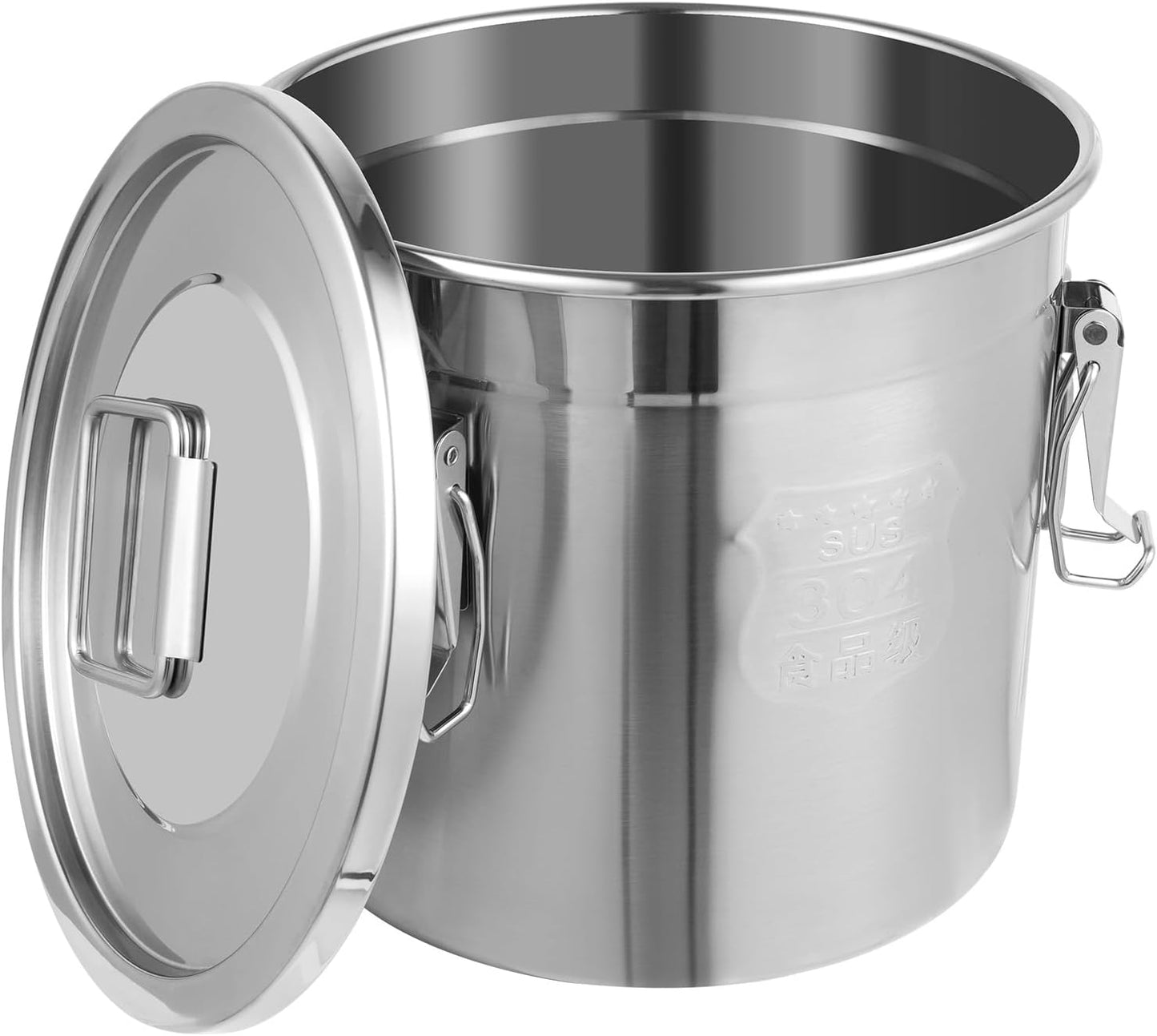 5.5Gal 304 Stainless Steel Airtight Canister,Metal Bucket Large Stainless Steel Canisters - Locking Clamp & Airtight Lids - Dog Food/Bird Seed/Coffee Storage Container