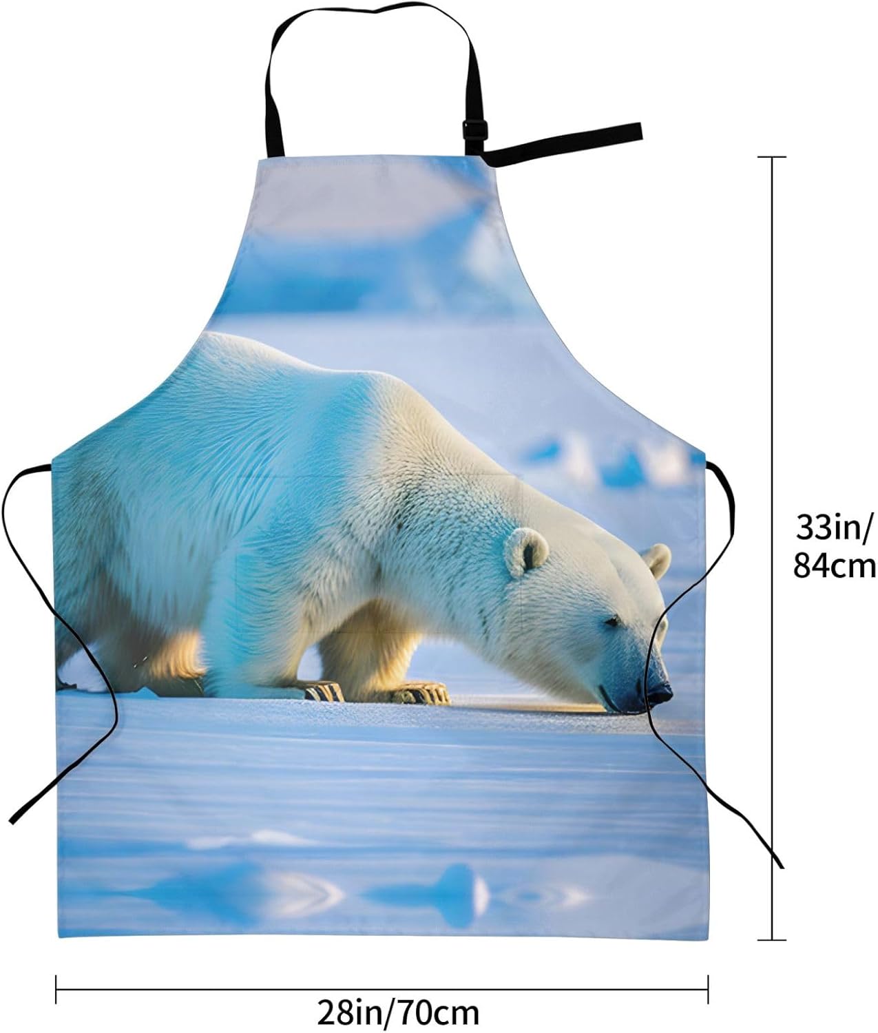 polar bear print Waterproof chef's apron with pocket apron for kitchen cooking baking barbecue and gardening