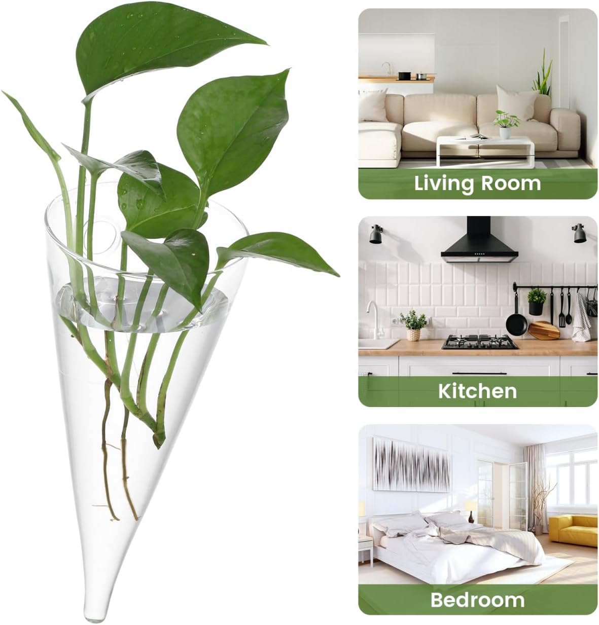 Yardwe Hanging Vase Clear Wall Planter Succulent Pot for Home Decor Bedroom Living Room Office