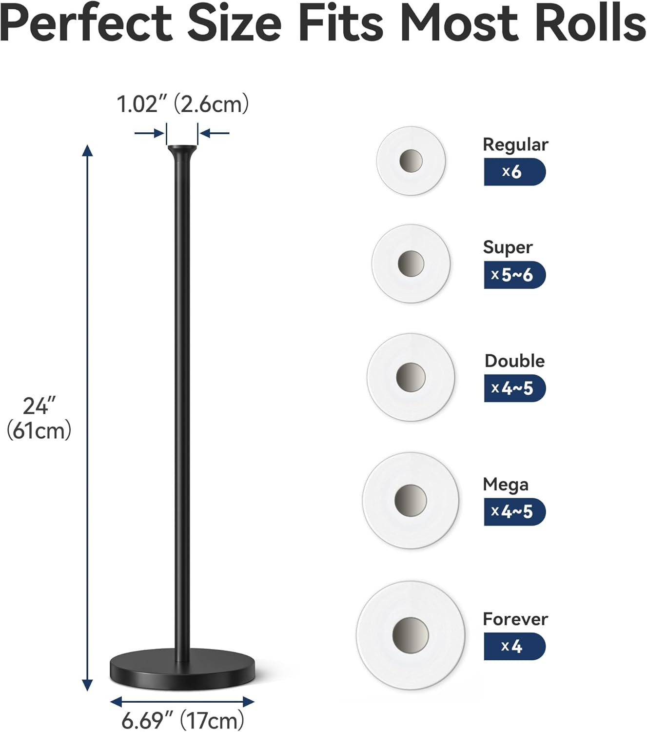 Toilet Paper Holder Stand(with Reserve Function), Free-Standing Spare 