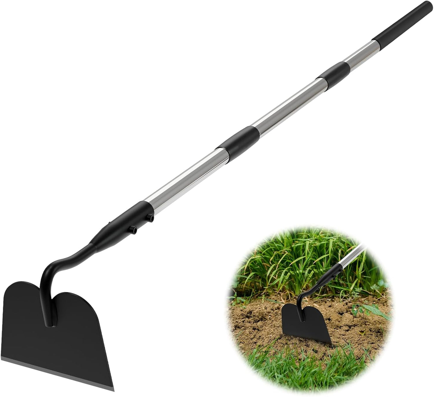 Draw Hoe Garden Tool, Heavy Duty Garden Hoes for Weeding Long Handle, 