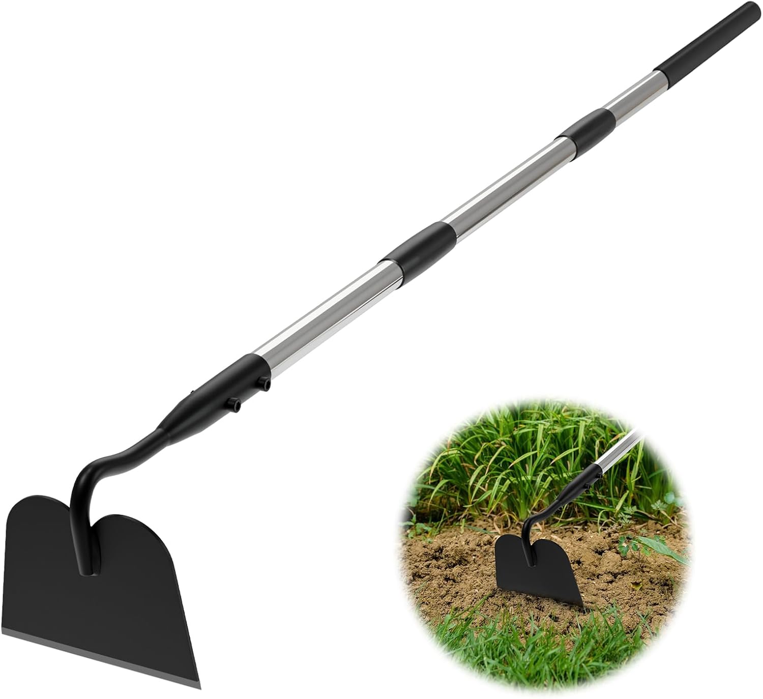Draw Hoe Garden Tool, Heavy Duty Garden Hoes for Weeding Long Handle, 