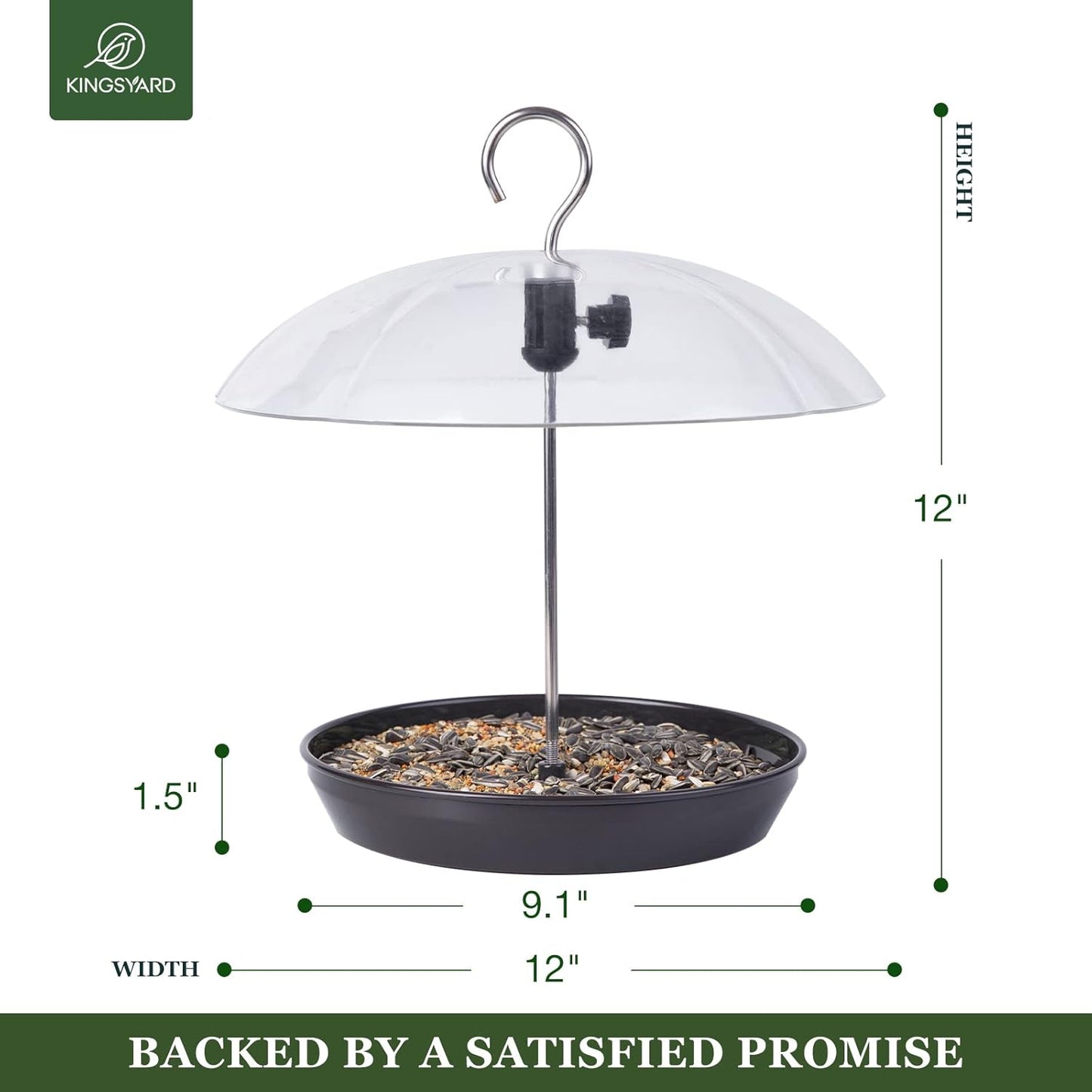 Kingsyard Adjustable Platform Bird Feeder for Outdoors, Hanging Metal 