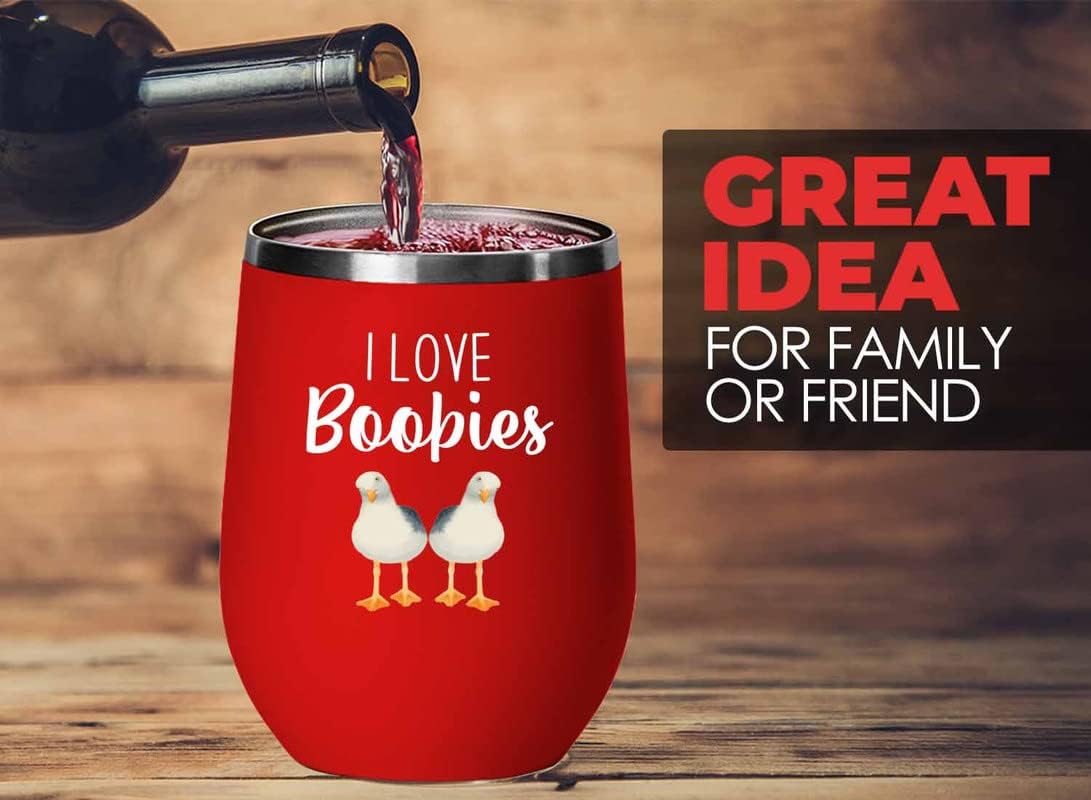 Bird Lover Red Edition Wine Tumbler 12oz - Love Boobies - Hummingbird 