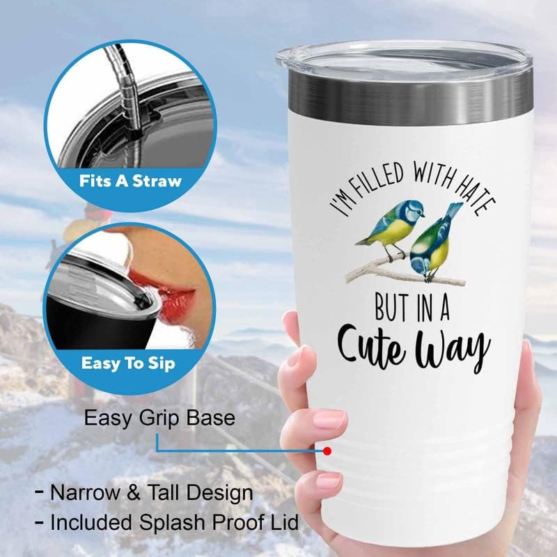 Bird Lover White Edition Viking Tumbler 20oz - Hate Cute Way - Humming