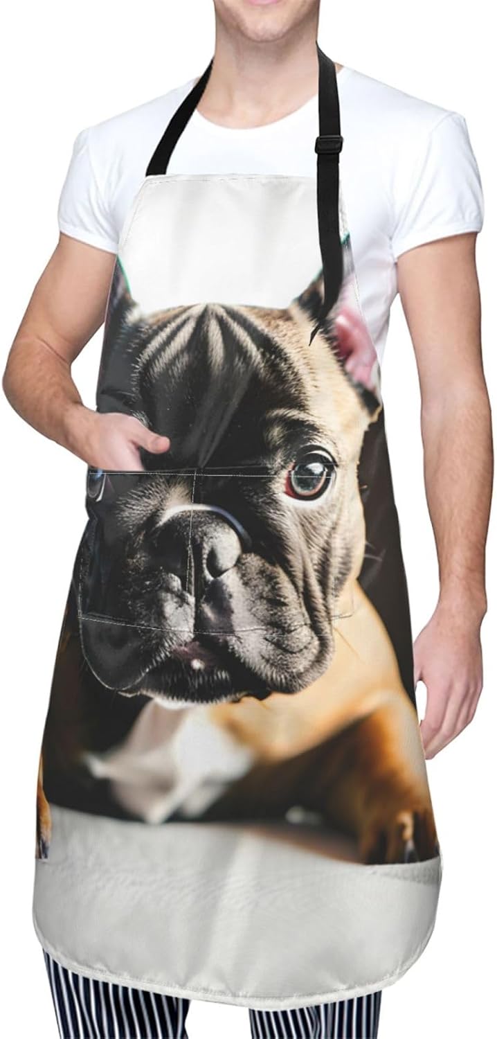 French Bulldog Print 28x33 In Adult Kitchen Apron with Pockets Versati